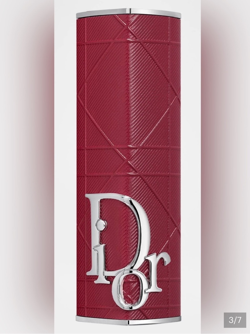 Dior Addict Red Brick Cannage Couture Case Lipstick Case with Silver Logo